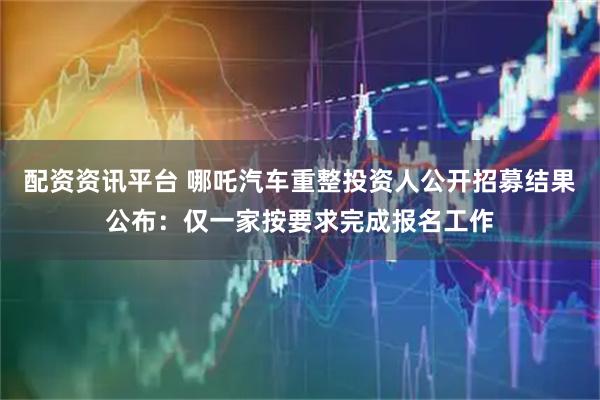 配资资讯平台 哪吒汽车重整投资人公开招募结果公布：仅一家按要求完成报名工作